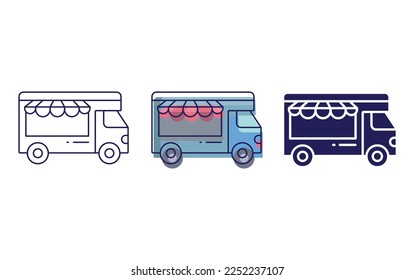 Ilustración de vectores de iconos de camiones de comida