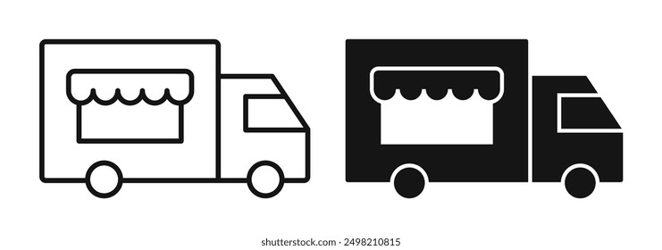 Food truck iconicon vector collection in outlined and solid style