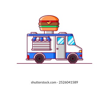 Food truck illustration. Food truck icon.