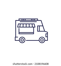 Food Truck Line Icon On White