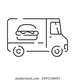 Food truck line icon. Street food element and sign