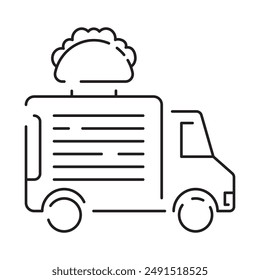 Food truck line icon. Street food element and sign