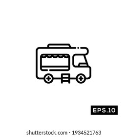 Food truck line icon vector. Food truck Icon or Logo sign Vector illustration