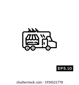 Food truck line icon vector. Food truck Icon or Logo sign Vector illustration