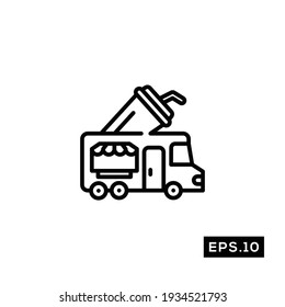 Food truck line icon vector. Food truck Icon or Logo sign Vector illustration