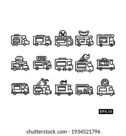 Food truck line icon vector set. Food truck Icon or Logo sign Vector illustration