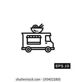 Food truck line icon vector. Food truck Icon or Logo sign Vector illustration