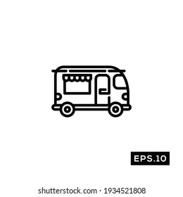 Food truck line icon vector. Food truck Icon or Logo sign Vector illustration