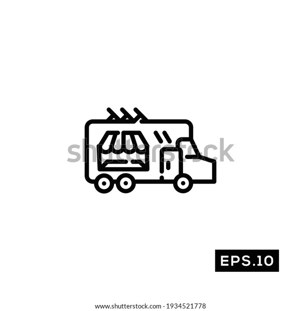Food truck line icon vector. Food truck Icon\
or Logo sign Vector\
illustration