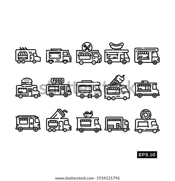 Food truck line icon vector set. Food truck\
Icon or Logo sign Vector\
illustration