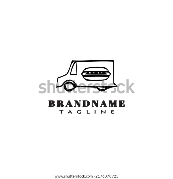 food truck logo cartoon icon design\
template black modern isolated vector\
illustration