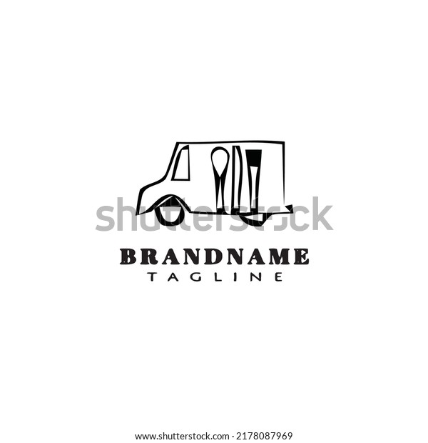 food truck logo cartoon icon design
template black modern isolated vector
illustration