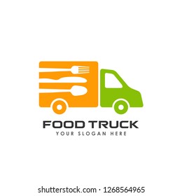 food truck logo design template. restaurant icon sign design element