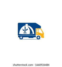 Food truck logo design template. Food delivery logo design.