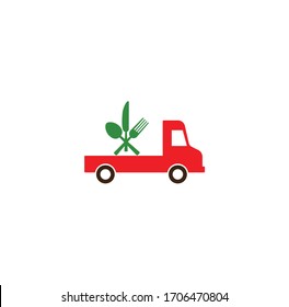 Food truck logo design template. Food delivery logo design. Food truck courier logo design.	