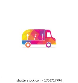 food truck logo design template. Food delivery logo design. Food truck courier logo design.	