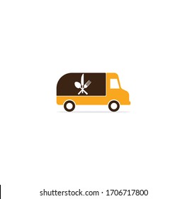 food truck logo design template. Food delivery logo design. Food truck courier logo design.	