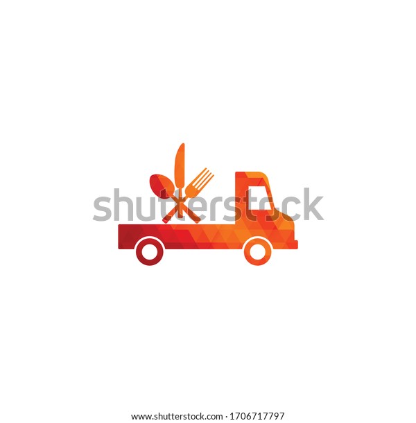 food truck logo design template.\
Food delivery logo design. Food truck courier logo\
design.	