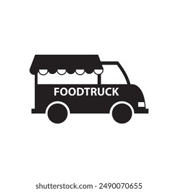 Food truck logo icon. Vector foodtruck kitchen street van design icon