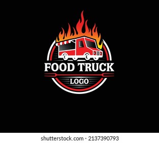 Food Truck Logo. Restaurant Delivery Service Food Truck Vector Logo.