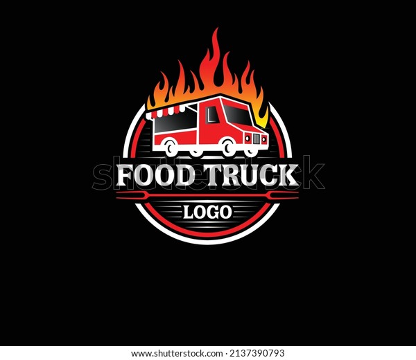 Food Truck Logo. Restaurant Delivery Service Food\
Truck Vector Logo.