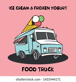 Food truck logotype for restaurant delivery service or street food festival. Vector Logo car