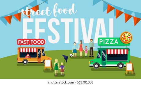 Food truck market poster inivation. 
