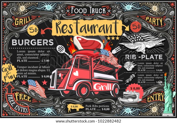 Food Truck Menu Logo Hipster Advertise Royalty Free Stock