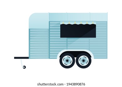 Food Truck. Modern Flat Vector Illustration. Colorful Street Food Truck Van. Social Media Template.