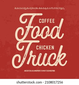 Food Truck. Monoline Script And Octagonal Fonts. Vector Illustration