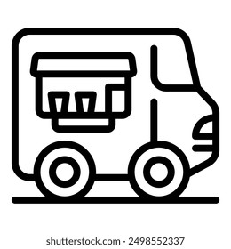 Food truck offering street food is parking on the street