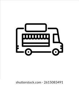 food truck outline icon. food van black line illustration.