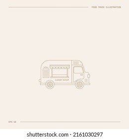 Food Truck Outline Illustration. Car Minimalist Icon