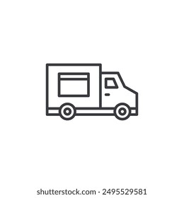 Food truck outlined icon isolated on white background