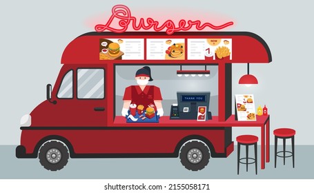 Food truck restaurant, Fast food shop on street