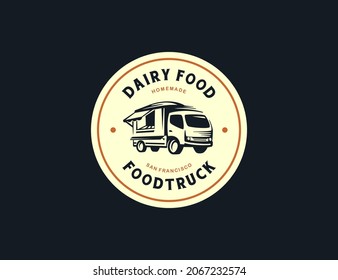 Food truck retro logo emblem