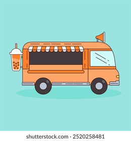 Food truck selling boba drink