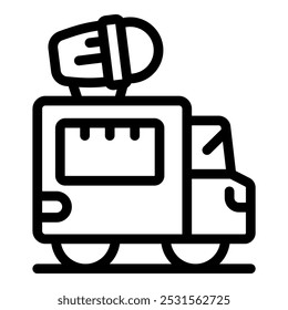 Food truck selling ice cream cones line icon, street food concept