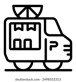 Food truck serving clients waiting for their order while respecting social distancing