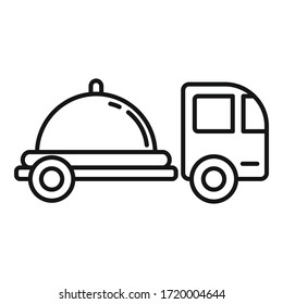 Food truck shipping icon. Outline food truck shipping vector icon for web design isolated on white background