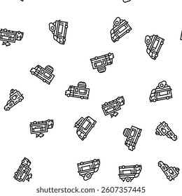 food truck street mobile cuisine vector seamless pattern thin line illustration