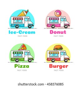 Food truck. Vector food car illustration in flat style