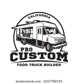 Food truck vector illustration, perfect for t shirt design and custom food truck builder company logo design