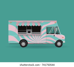 Food Truck Vector Illustration. Poster Flyer Template.