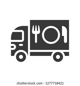 Food truck vector illustration, solid design icon