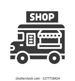 Food truck vector illustration, solid design icon