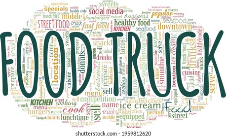 Food Truck vector illustration word cloud isolated on a white background.