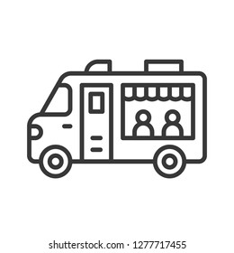 Food truck vector, line design editable stroke icon