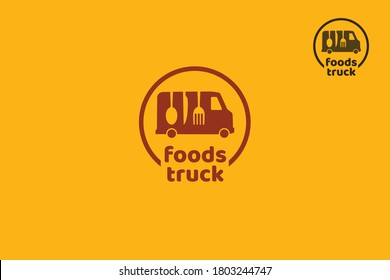 Food Truck Vector Logo Ilustration. This Logo for restaurant delivery service or food festival. 