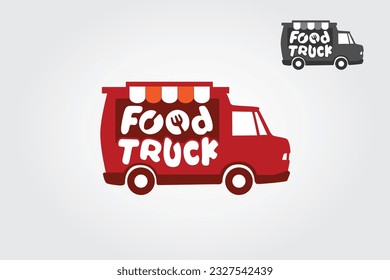 Food Truck Vector Logo Template. Food truck illustration for restaurant delivery service or food festival. 